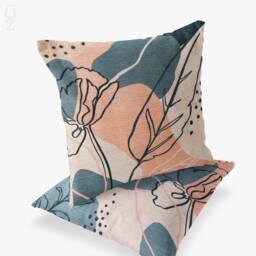 Abstract Leaf Velvet Cushion Cover Set Pink & Gray, Double Sided - thumbnail 3