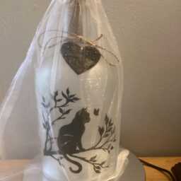Personalised Cat Sitting in A Tree Sillouette Light Up Bottle, Bottle Lamp. Free Gift Messaging Service & Bag - thumbnail 2