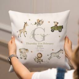 Personalised Jungle Cushion - Safari Nursery Boy's Lion Baby Boy Gift Decor - thumbnail 2