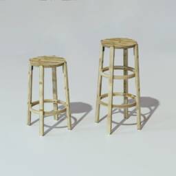 Minimal Bamboo Bar Stool Bohemian Kitchen & Living Room Seating - thumbnail 3