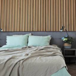 Rustic Linen Bedspread - Softened Washed Pure Throw Quilt in Natural Color Linen Blanket - thumbnail 2