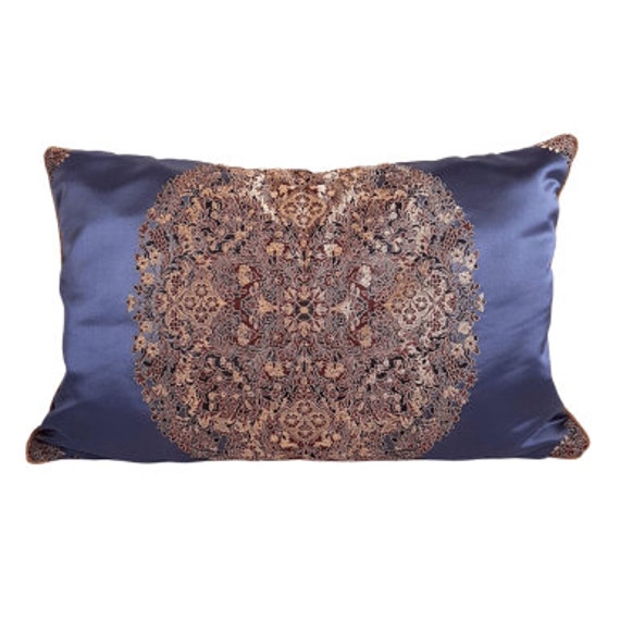 Rubelli Sherazade Silk Lampas Fabric Lumbar Throw Pillow Cushion Cover - Handmade in Italy - image 1