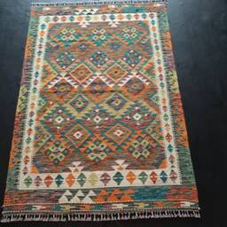 Kilim Rug Classic, Handmade Artisan Afghan Turkish Aztec Geometric Wool 185x123 cm - thumbnail 1