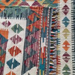 Kilim Rug Classic, Handmade Artisan Afghan Turkish Aztec Geometric Wool 185x123 cm - thumbnail 3