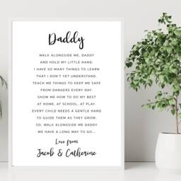 Daddy Personalised Poem - Walk Alongside Me Dad Print Poster Home Decor Gift Bespoke A5 A4 A3 Framed - thumbnail 2