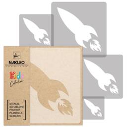 Rocket Wall Stencil Set Reusable Kids Room Decor - 5 Pcs - thumbnail 1