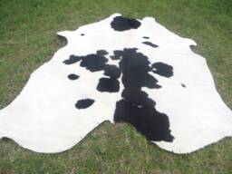 Black & White - Mostly White Large New Cowhide Rug Natural Hair On - 6x6 Ft Size Approx Tri-Color Soft Carpet Cow Hide B-W - thumbnail 1