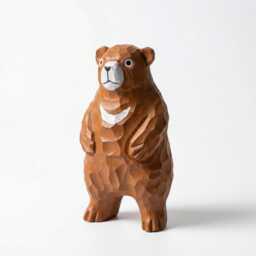 Hand-Carved Wooden Bear Figurine - Rustic Woodland Nursery Decor Whimsical Moon Sculpture Unique Nature Lover Gift - thumbnail 2