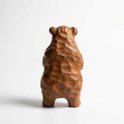Hand-Carved Wooden Bear Figurine - Rustic Woodland Nursery Decor Whimsical Moon Sculpture Unique Nature Lover Gift - thumbnail 3