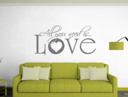 All You Need Is Love Wall Sticker, Romantic Art, Art Bedroom Decor, Decal, Living Room Decor