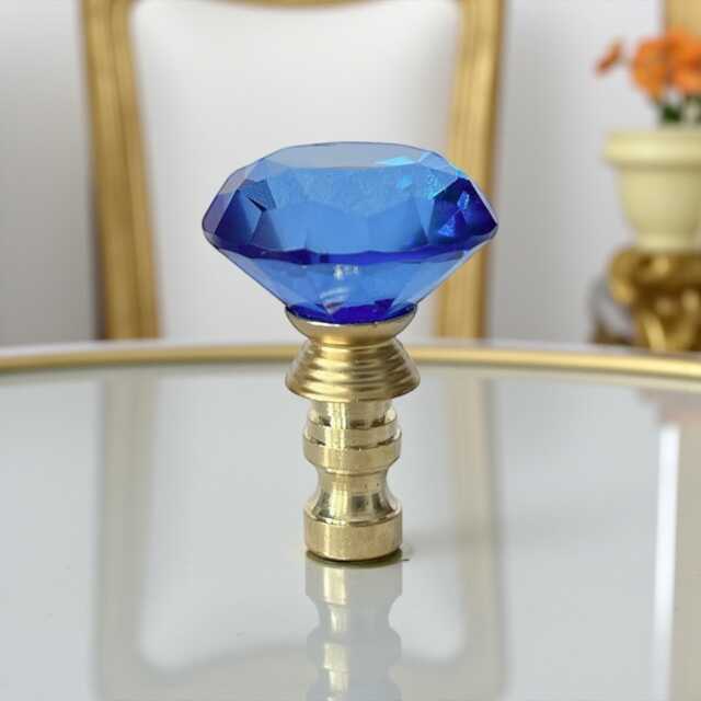 Glass Lamp Shade Finials - Diamond Shape Bronze Base Set Of 2 - image 1