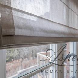 Custom Cordless Roman Shade - Light Filtering Faux Linen Window Treatment - thumbnail 3
