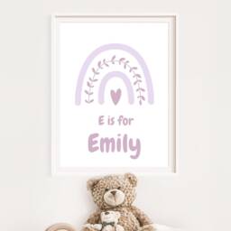 Lilac Nursery Decor, Violet Girls Bedroom Prints, Personalised Kids Rainbow Wall Art, Purple - thumbnail 2