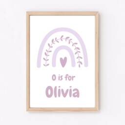 Lilac Nursery Decor, Violet Girls Bedroom Prints, Personalised Kids Rainbow Wall Art, Purple - thumbnail 1