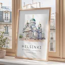 Helsinki Travel Print, Wall Art, Unique Giftsm Finland Watercolor Prints, Hanging Home Decor, Gift - thumbnail 3
