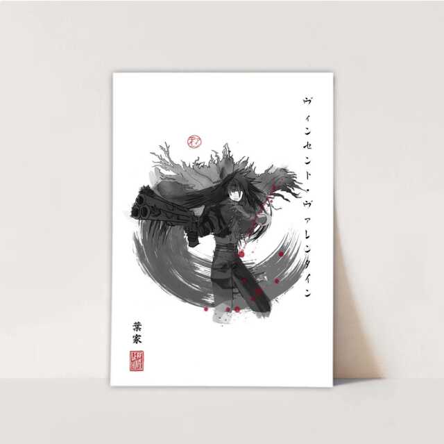 Vincent Valentine - Final Fantasy Vii Sumi-E Ink Fanart Print - image 1