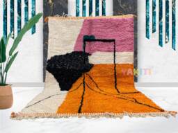 Yakiti - 7X10Ft Moroccan Rug, Beni Ourain Area Modern Wool Living Room Beniourain Handmade Soft Carpet, 202 cm X 304 - thumbnail 1