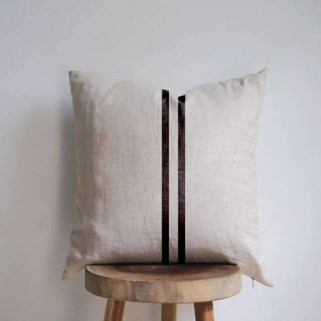 Hand Drawn Linen Pillow Cover Striped Decorative Cushion - image 1