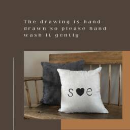 Hand Drawn Linen Pillow Cover Striped Decorative Cushion - thumbnail 2