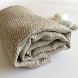 Natural Linen Bath Towel - Large Sauna Waffel Gift Idea - Eco Friendly Linen - Honeycomb Natural Color - Spa Towel - thumbnail 3