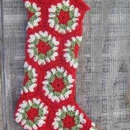 Crocheted Granny Square Christmas Stocking - thumbnail 2