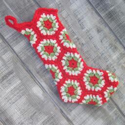 Crocheted Granny Square Christmas Stocking - thumbnail 3