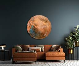 Copper Wall Art, Large Cirlce, Patinated Decoration, Patina Copper, Blue Patina, Lofty Design, Metal Art - thumbnail 1