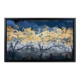 Golden Autumn Trees Canvas Print, Navy Blue Wall Art - thumbnail 4
