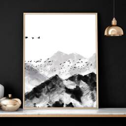 Watercolor Minimal Landscape Mountain Set Of 3 Prints, Home Decor Wall Art, Above The Bed Hangings Office - thumbnail 3