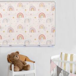 Pink Rainbows & Stars Roller Blind, Children's Made To Measure, Rainbow Blind - thumbnail 2