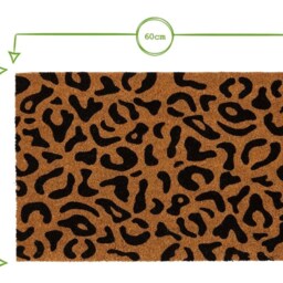 Leopard Print Coir Doormat Non-Slip PVC Backing - thumbnail 3