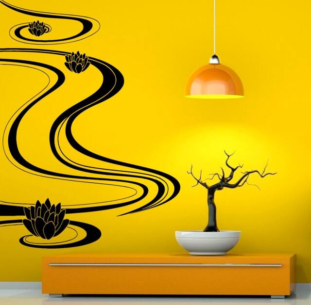 Lotus Wall Decal Vinyl Stickers Beautiful Flower Art Bedroom Interior Removable Home Decor - 6Lts - image 1