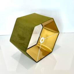 New Luxury Premium Quality Hexagon Velvet Lamp Shade Pendant Light Olive Green With Brushed Gold Lining - thumbnail 3