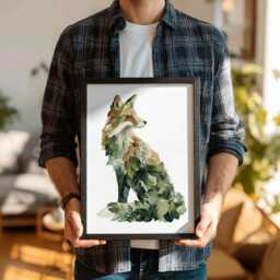 Sly Sprout Botanical Fox Wall Art Print - Leafy Forest Animal Poster Fframed & Unframed Options Available, For Earthy Boho Interiors - thumbnail 1