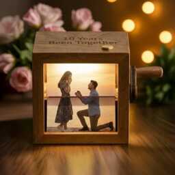 Personalized Anniversary Photo Flipbook Animation Box, Been Together Box With Light, Wedding Frame Gift, Engagement Gift - thumbnail 1