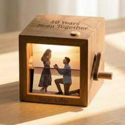 Personalized Anniversary Photo Flipbook Animation Box, Been Together Box With Light, Wedding Frame Gift, Engagement Gift - thumbnail 2