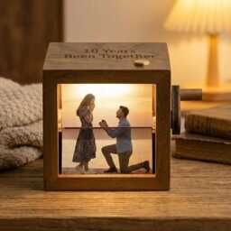 Personalized Anniversary Photo Flipbook Animation Box, Been Together Box With Light, Wedding Frame Gift, Engagement Gift - thumbnail 4