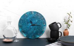 Copper Vintage Wall Clock Blue Patina - Homewares Decor Anniversary Gift Silent Hayes Home - thumbnail 1