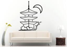 Pagoda Chinese Japanese Asian Eastern Architecture Building House Moon Wall Decal Vinyl Sticker Mural Room Decor L1113 - thumbnail 1