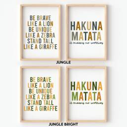 Safari Print Set -- Hakuna Matata, Be Brave Print, Nursery, Jungle Playroom Prints, Bedroom Decor, Unframed - thumbnail 3