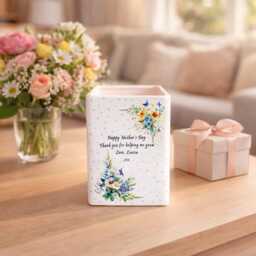 Personalised Meadow Flowers & Butterflies Ceramic Plant Pot - Custom Message Planter - thumbnail 1