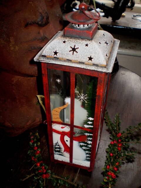 Danish Luxury Christmas Snowman Hanging Tea-Lite Lantern, Ornaments, T-Lite Holder - image 1