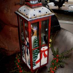 Danish Luxury Christmas Snowman Hanging Tea-Lite Lantern, Ornaments, T-Lite Holder - thumbnail 3