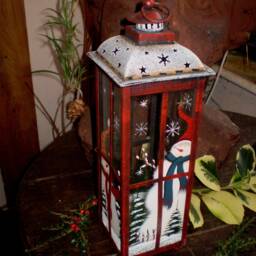 Danish Luxury Christmas Snowman Hanging Tea-Lite Lantern, Ornaments, T-Lite Holder - thumbnail 2