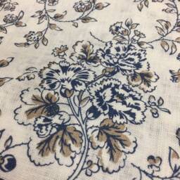 Curtains Cafe Kitchen Valance Panels Small Flower Blue Brown in White - thumbnail 3
