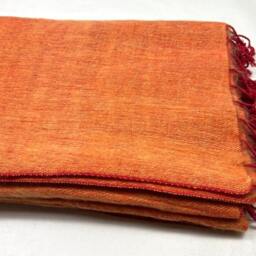 Handwoven Yak Wool Blend Blanket, Rust Orange Meditation Scarf - thumbnail 3