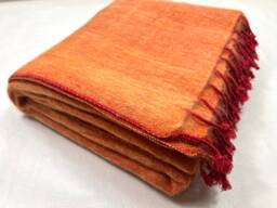 Handwoven Yak Wool Blend Blanket, Rust Orange Meditation Scarf - thumbnail 1