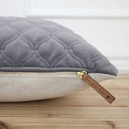 Gray Velvet Pillow Cover Textured Throw Designer Decorative 20 X 16 26 -- Camden - thumbnail 2