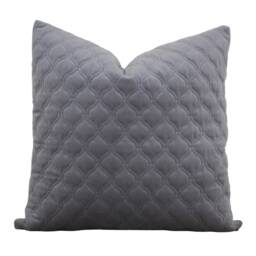 Gray Velvet Pillow Cover Textured Throw Designer Decorative 20 X 16 26 -- Camden - thumbnail 3