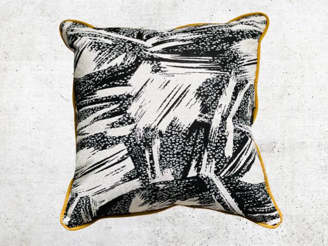 Mustard & Monochrome Print Cushion Cover African, 45x45 cm - image 1